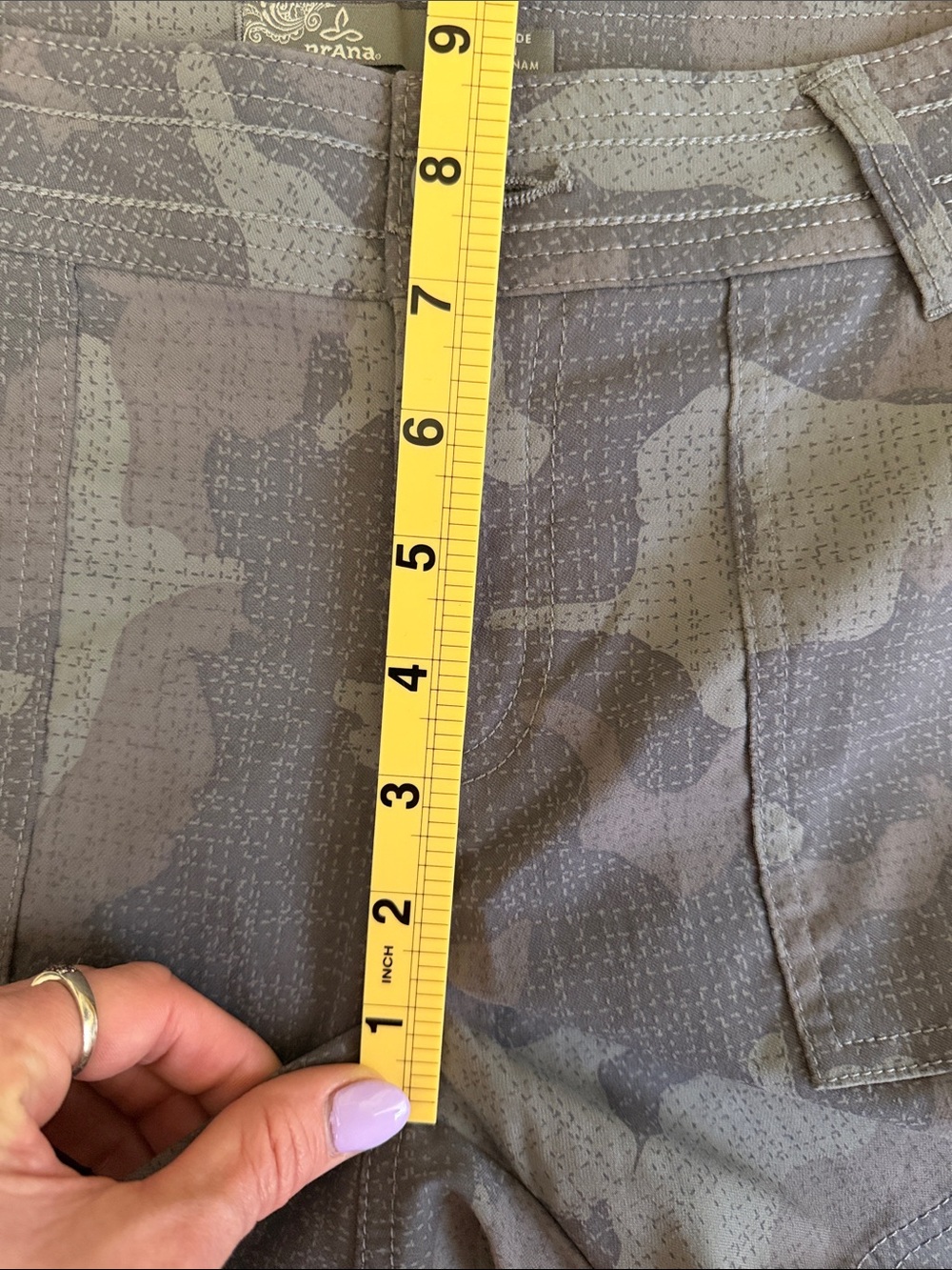 Prana Women's Dark Gray Camo Cargo Shorts - Picture 7 of 8